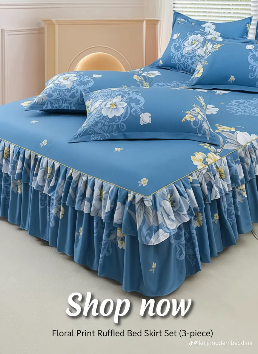 Floral Double-Layer Bed Skirt Sheet Set — image 3
