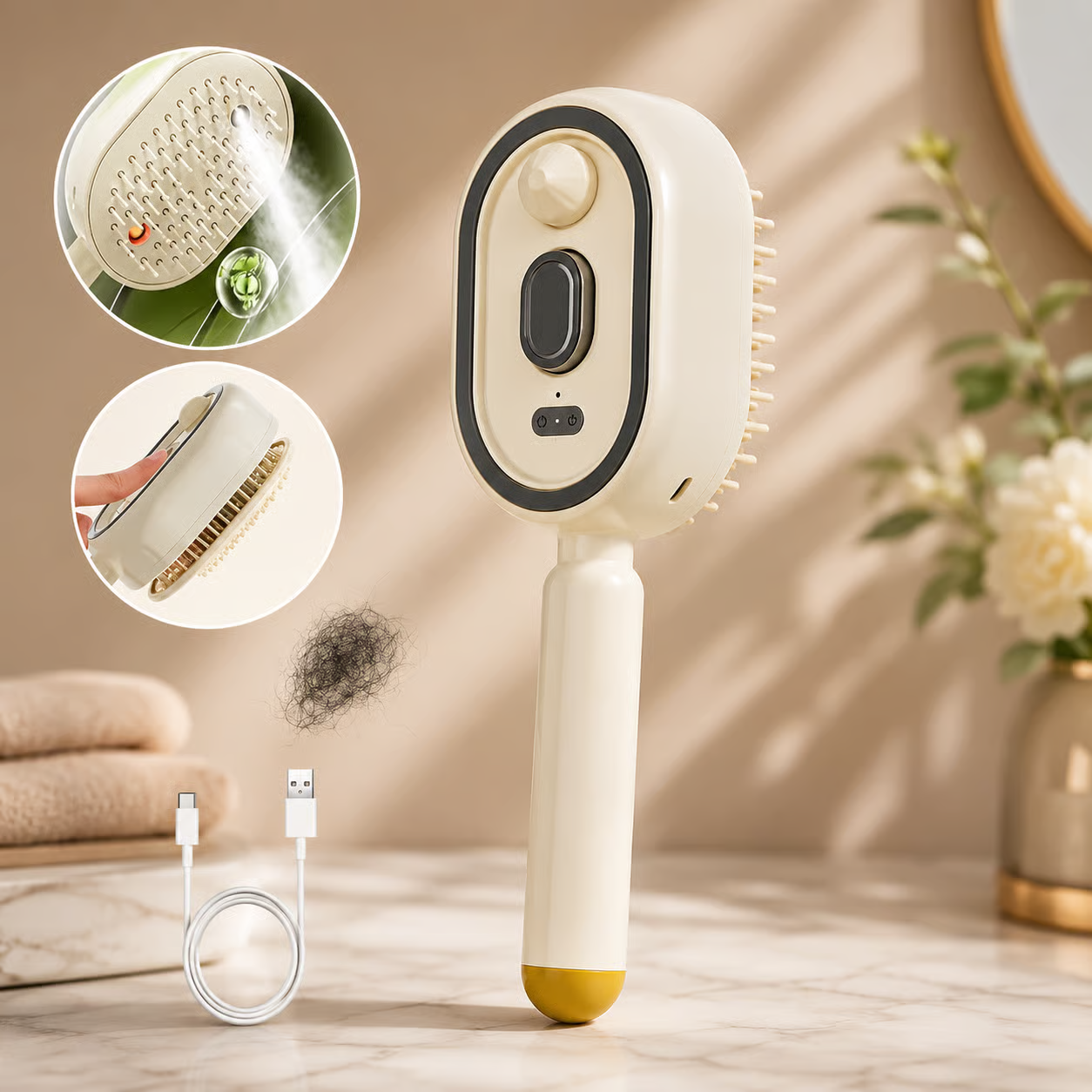 Rechargeable Detangling Steam Hair Straightener