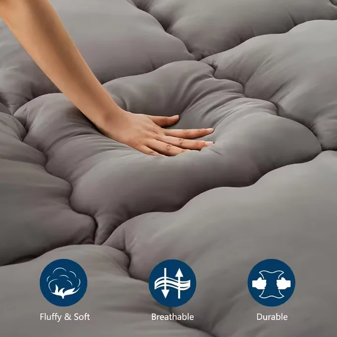 Plush Cooling Mattress Topper Gray — image 3